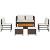 Garden Sofa Set with Cushions 6 pcs Brown and Cream Poly Rattan