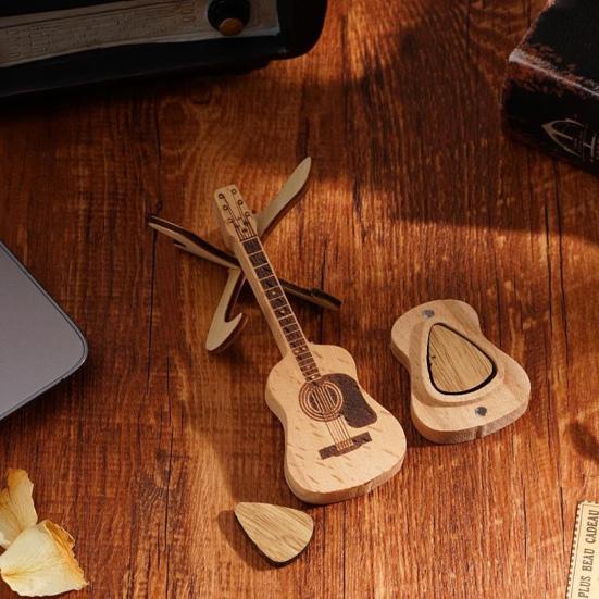 Wooden Guitar Pick Holder Guitar Pick Box with Stand Acoustic Guitar Pick Box Elegant