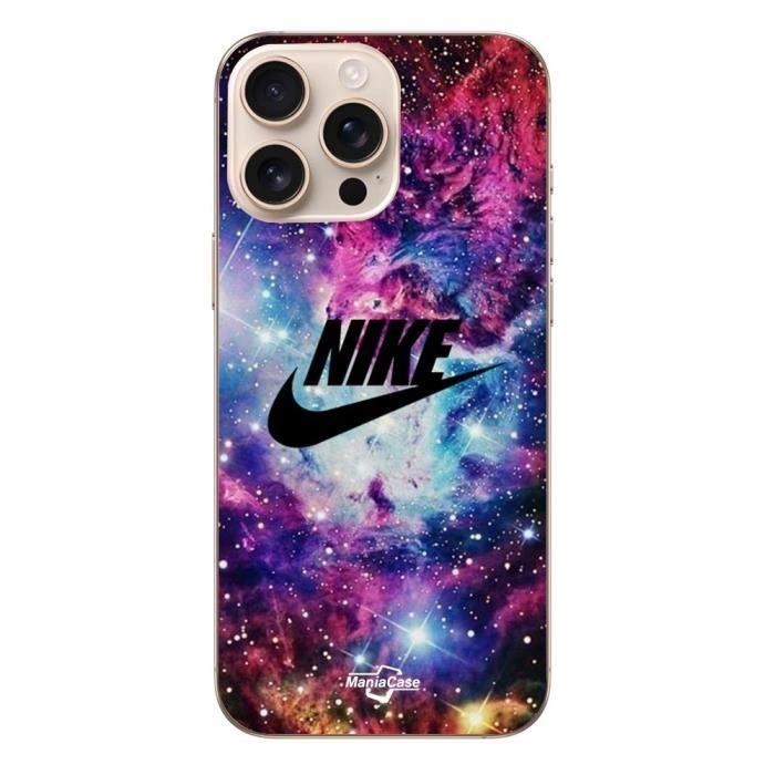 Hülle iPhone 16 Pro Max Nike Logo Schwarz Stylisch Knalliges Rosa Violett Blau Maniacase
