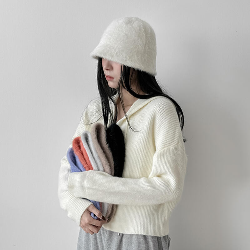 Angora soft fur bucket hat ac-9531c Coral