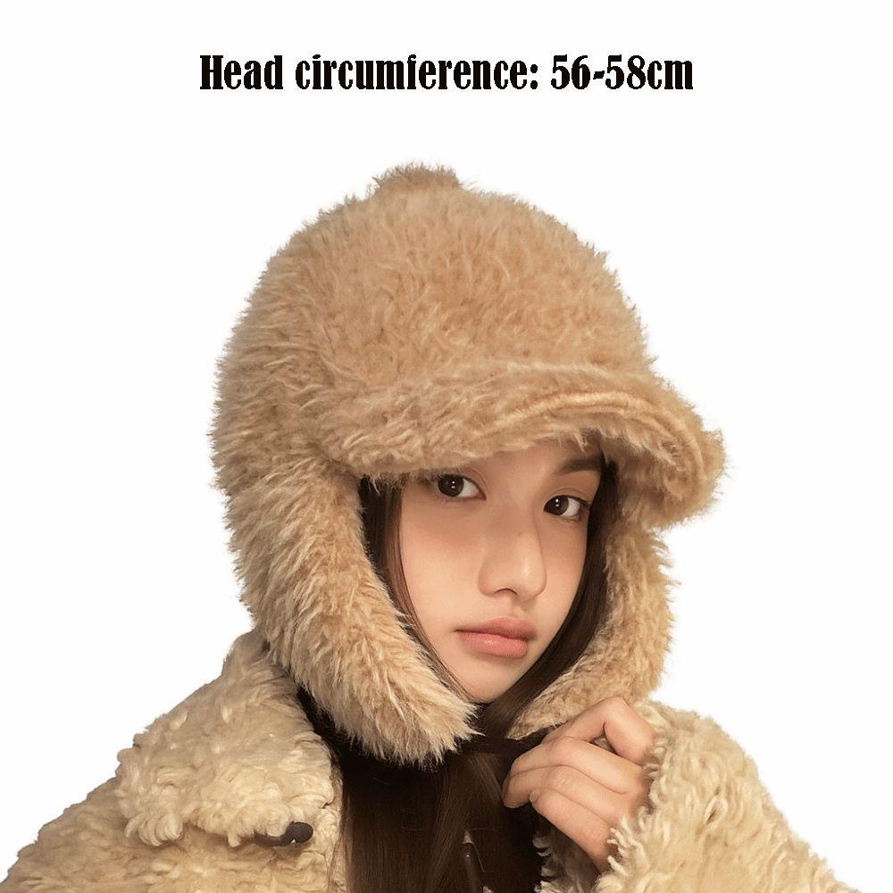 Fluffy Winter Cap Plush Plush Hat Cozy Ear Protection Hat  for Women