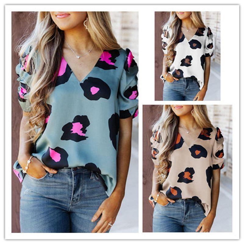 

Fashion Style Amazon New Short Sleeve Print Top White XL