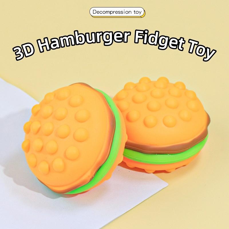 Hamburger Pop Fidget Toys Stress Balls for Kids Autism Sensory Toys Squeeze Toys Stress Relief Decompression Balls Kids Gift