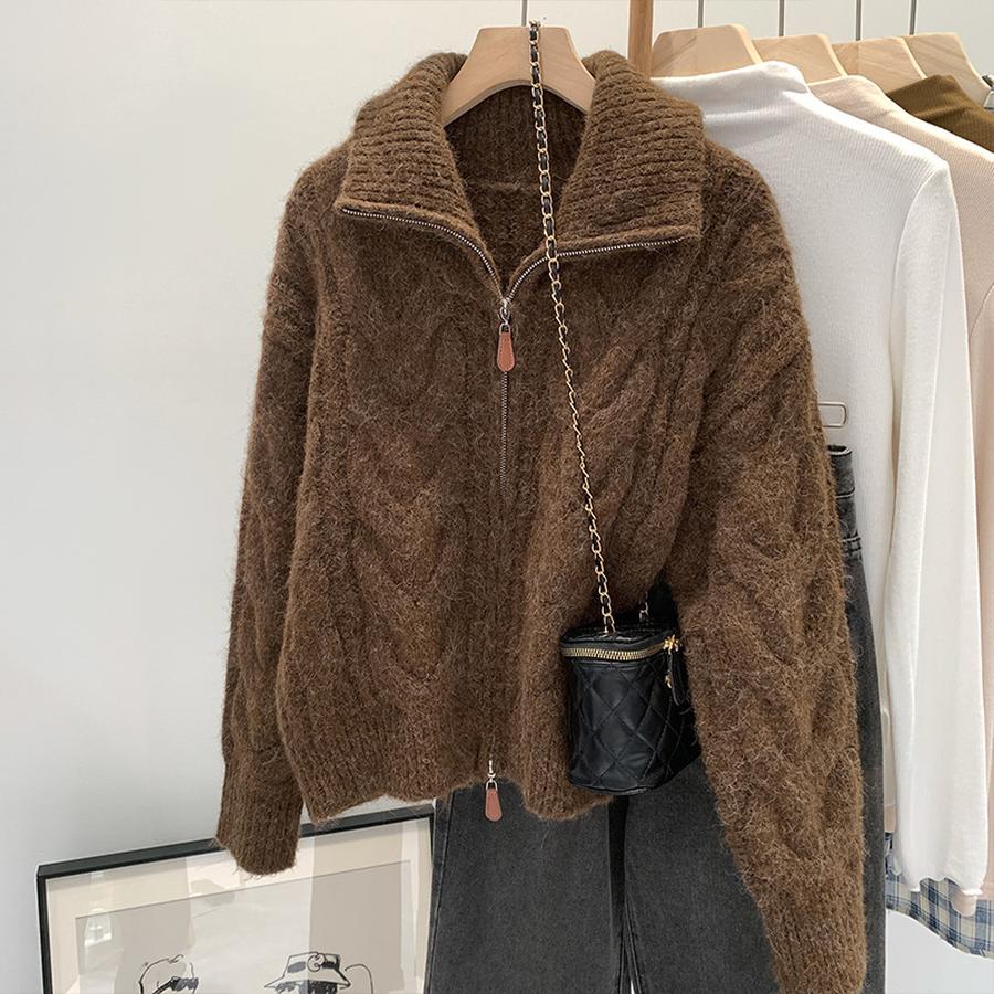 Oversized Chunky Cable Knit Sweater Coat for Women, Autumn Winter High-End Casual Knit Cardigan Top