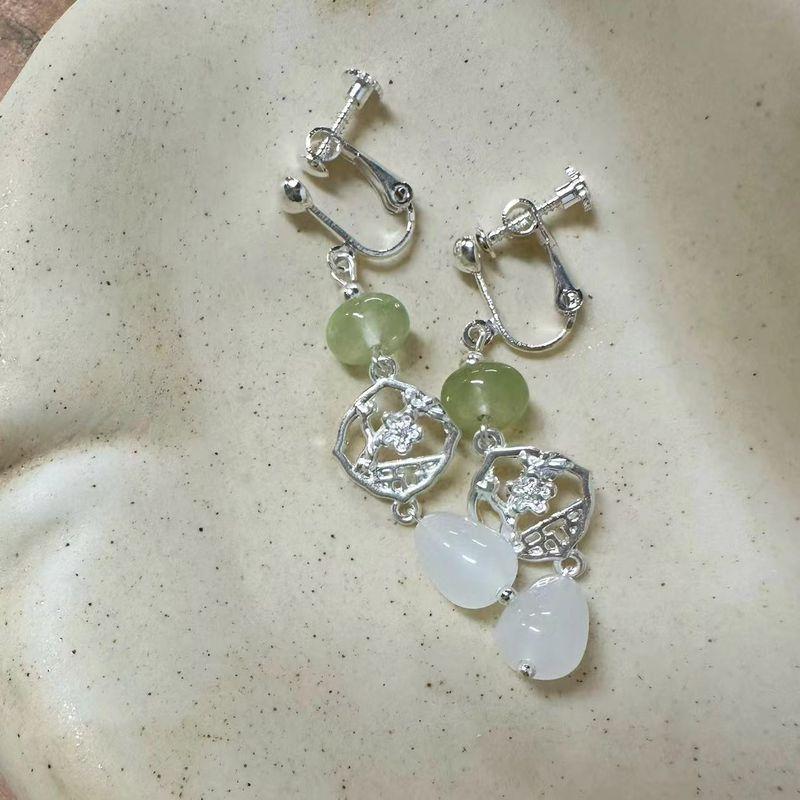 

Original Long Fancy Water Drop Pendant Jade Earrings 3324B porch pavilion spiral ear clip