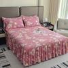 3pcs Twin Tree Pattern Extra Thick Non-Slip Bed Skirt Set with 1 Bed Skirt + 2 Pillowcases (Pillow Inserts Not Included)