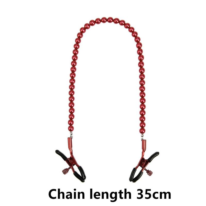 dailyAdjustable Nipple Clamps Metal Nipple Clamps Breast Bondage With Chain Pearl Woman Couple Game Play Female Sex Toy