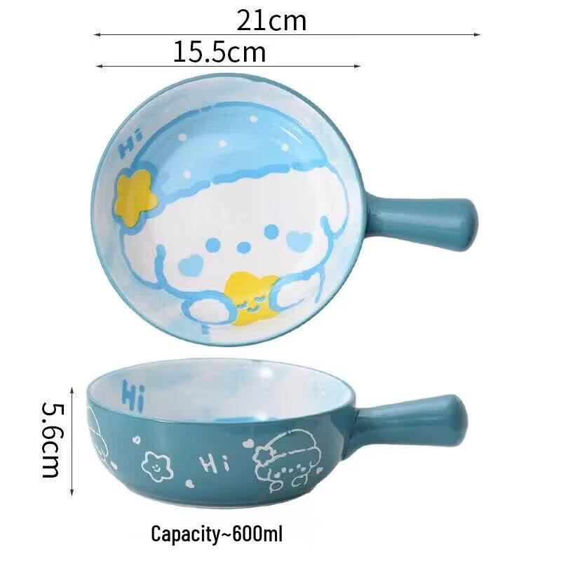 Youluo Cartoon Ceramic Oven-Safe Bowl with Handle