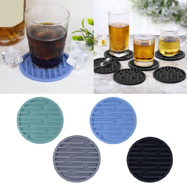 6Pcs Silicone Coasters Cup Mats Dining Decors Unique Round Shape Drink Mats Silicone Texture Suitable for Household Use