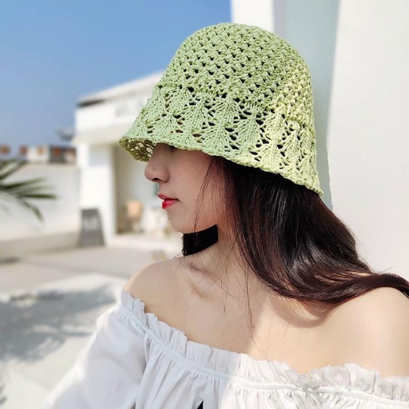 Pălărie de vară cu țesătură goală pentru femei, respirabilă, umbrită, pliabilă