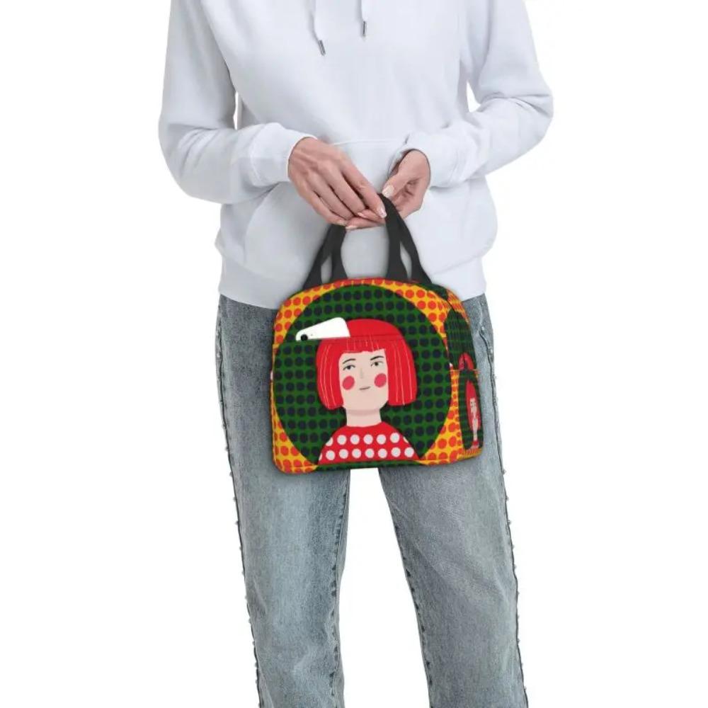 Custom Yayoi Kusama Self-Portrait Insulated Lunch Bags for Camping Travel Dot Leakproof Cooler Thermal Lunch Box Women Children