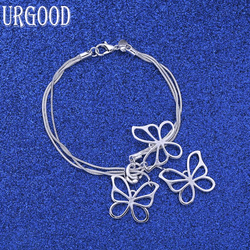 925 Sterling Zilver Vlinder Hanger Slangenhuid Ketting Armband Mode Sieraden
