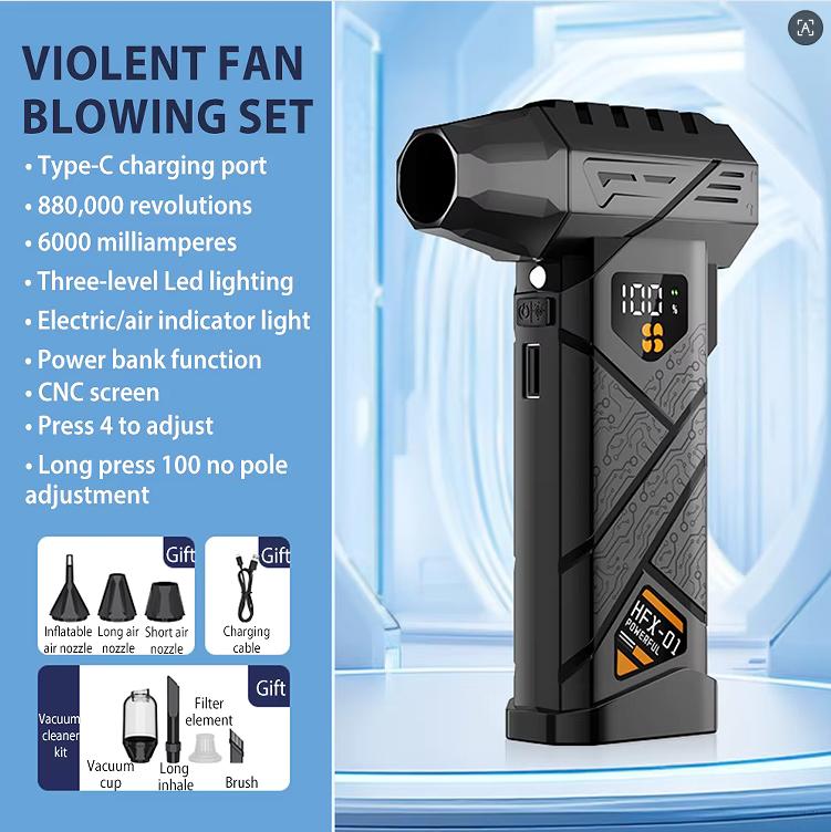 990000RPM /880000RPM Turbo Jet Fan Powerful Air Blower Portable Fan Wireless Dust Cleaner Brushless Leaf Blower Car Wash Air Gun