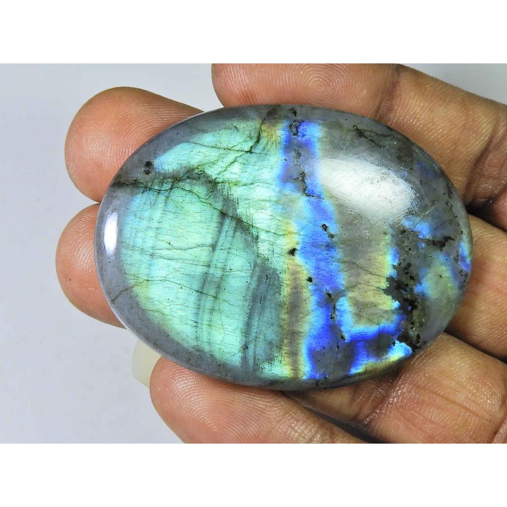 160Cts. Natural Labradorite Oval Crystal Cabochon loose Gemstone 39X55MM SK-1988