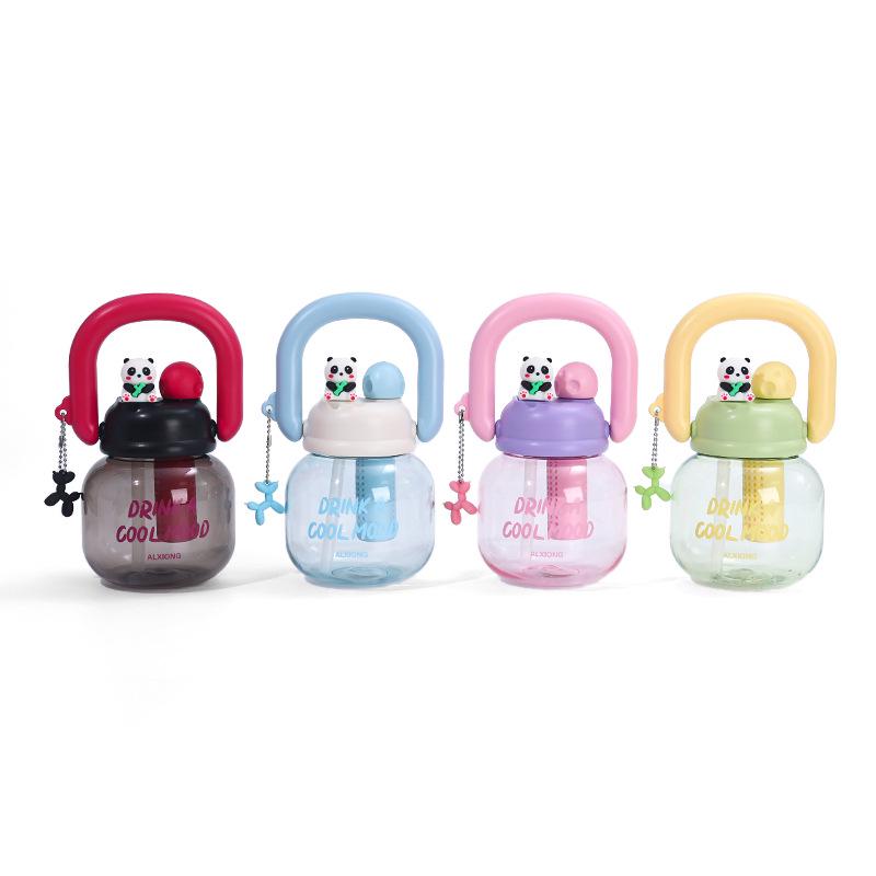 Cute Panda Portable Double Drink Cup with Straw - High Temperature Resistant