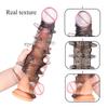 25cm Large Penis Extender Sleeve Reusable Condom Delay Penis Sleeve Dick Male Dildo Pumps Enlargers Sex Toys for Men 18+