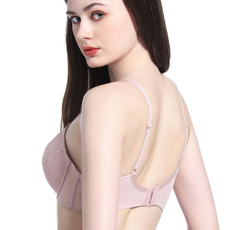 Französische Unterwäsche sexy dünne Baumwolle bestickte Spitze BH-Abdeckung große Brust klein Anti-Hänge große Größe Unterwäsche Sommer