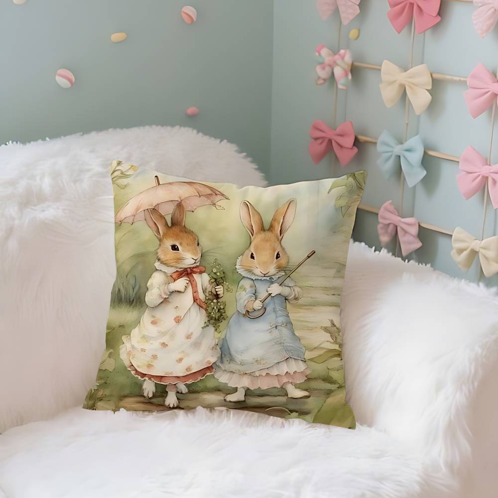 PPeters RRabbits Case Plush Fabric Soft Pillowcase Double Sided Print Cushion Cover Household Gifts