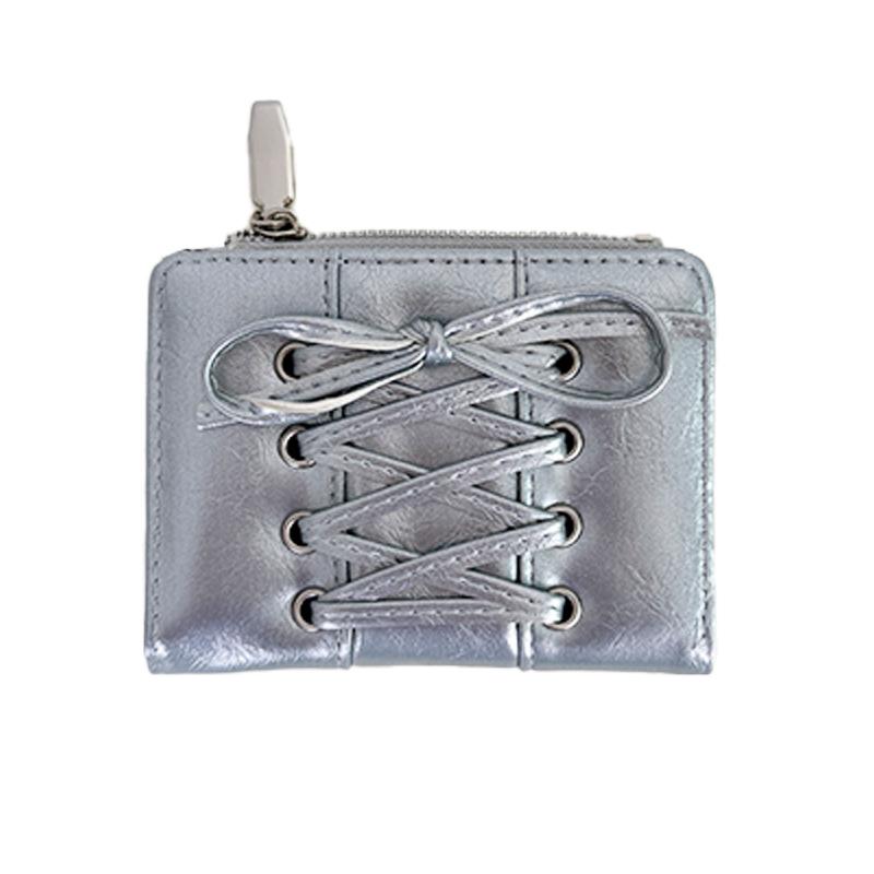 Korean Style Lace-up Bowknot Women's Short Wallet - Cute & Versatile Girly Coin Purse