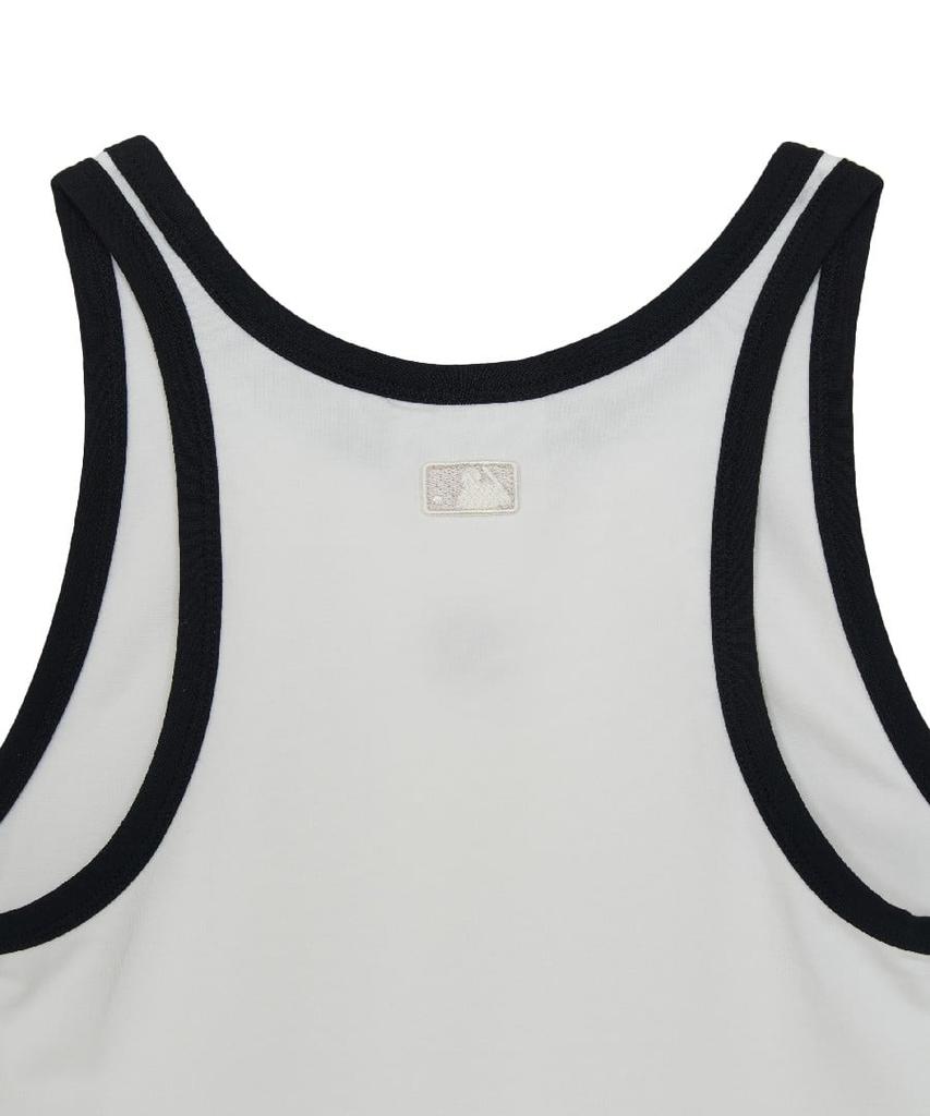 Emelbi Women'S Basic Ringer Crop Sleeveless T-Shirt Ny (White)