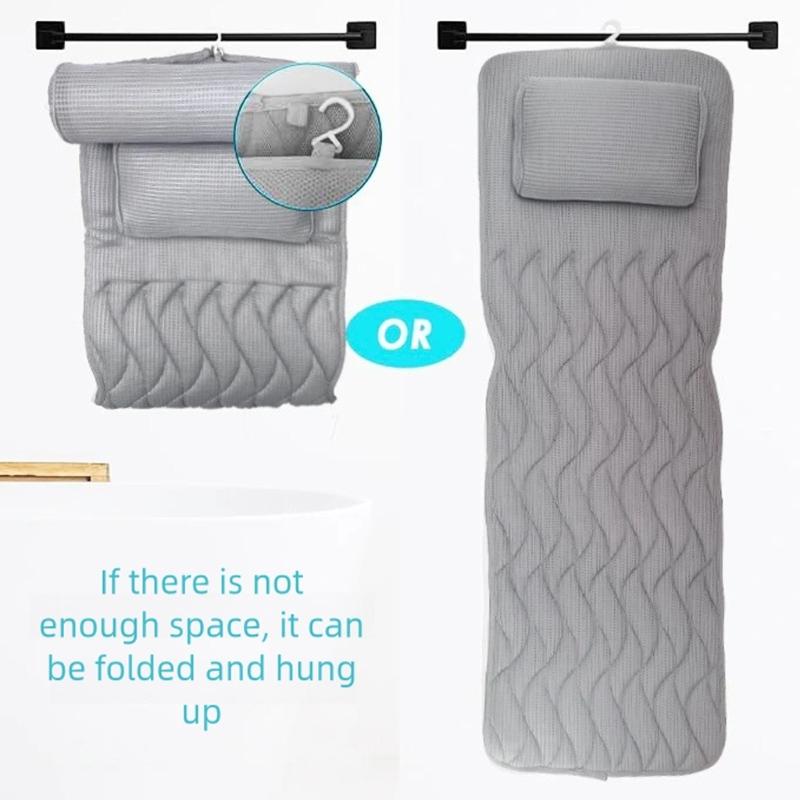 Thickened Nonslip Bathtubs Pillow Back Neck Support Pillow Mat Breathable Meshes Fabric Full Body Bath Pillow Easy To Use
