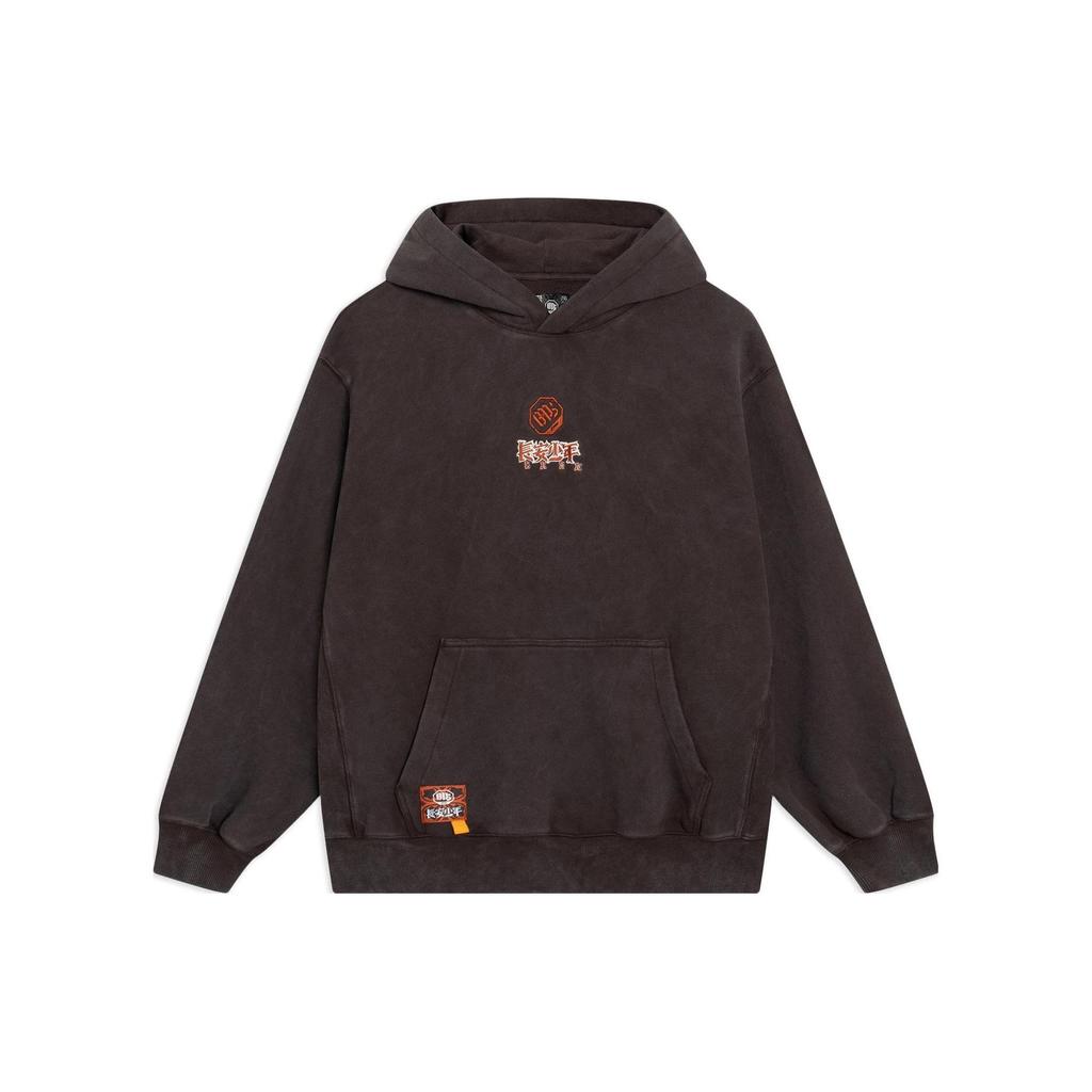 Li Ning Badfive Series Changan Youth Text Print Pullover Long Sleeve Sweatshirt Unisex sweatshirt Charcoal-Brown AWDSG47-1