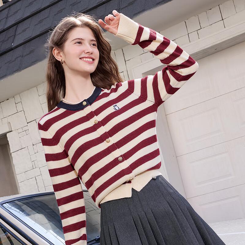 Betu Women's Color-block Stripe Knitted Long-Sleeve Top