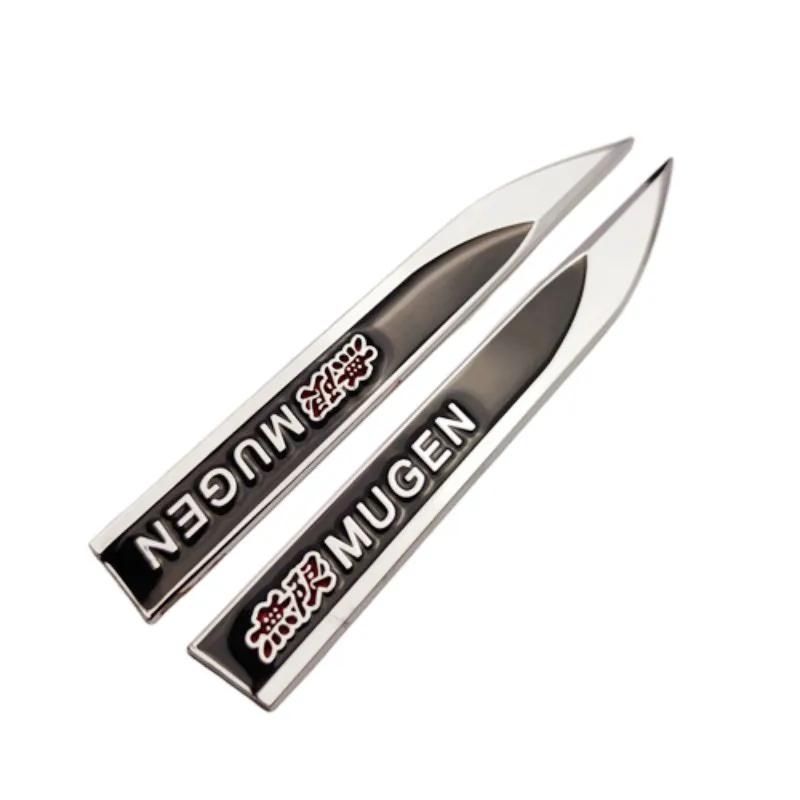 FIQ1 1Pairs 3D Metal Mugen Side Fender Emblem Badge Sticker Car Body Styling Accessories For Honda Civic Odyssey Accord CR-V FIT City