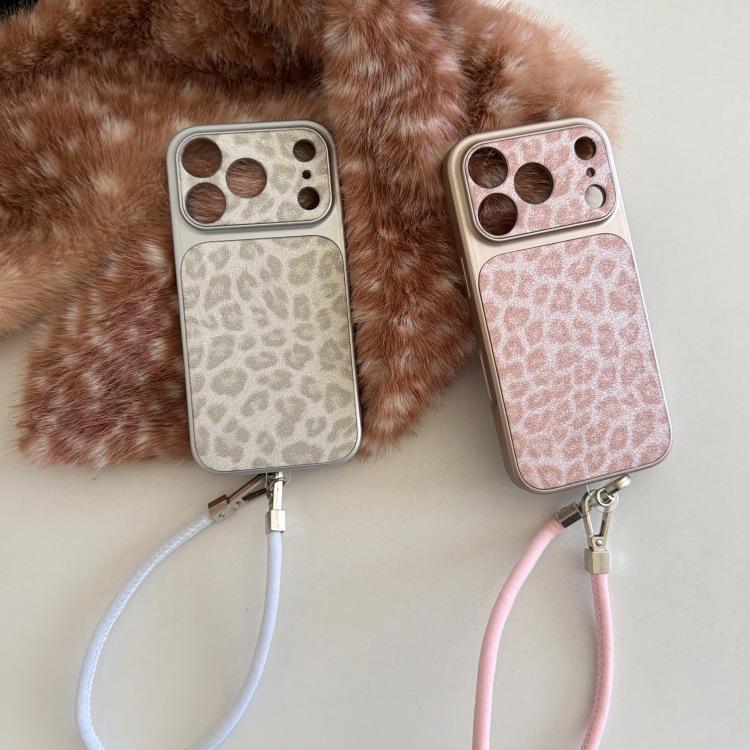 Korean Style Wild Leopard Print Phone Case for iPhone 14/15/16/17 Pro Max