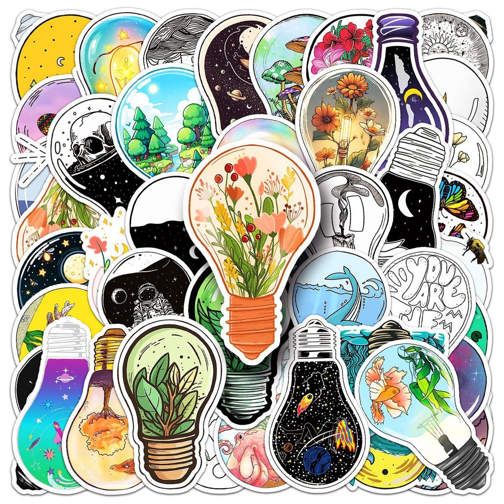 50 Light Bulb World Graffiti Stickers Personalized Creative Decorative Skateboard Suitcase Hand Account Mobile Phone Case Stickers