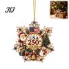 Acrylic Santa Pendant Decorations Christmas Hanging Ornament, Double Side Printed 250th Anniversary Whimsical Tree Baubles for Tree, 2D Flat