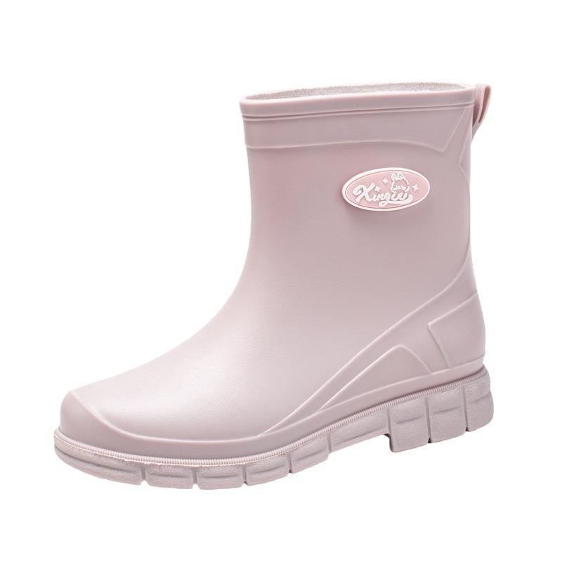 [One piece] Non-slip water shoes women's short rain shoes student fashion rain boots thermal rubber shoes low tube water shoes