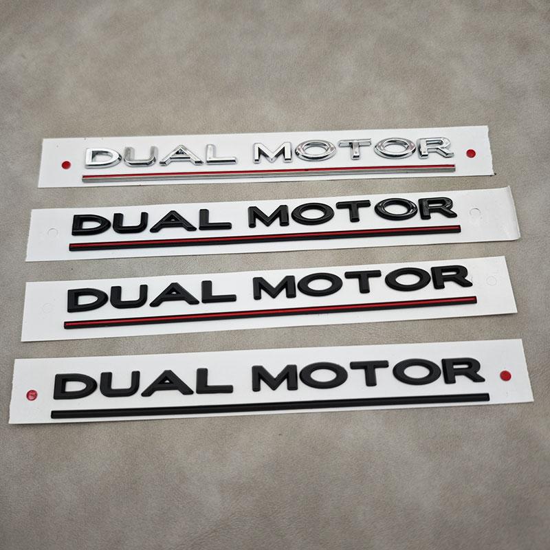 3D ABS Logo Dual Motor Emblem Letters Sticker Car Rear Trunk Badge For Tesla Model 3 Model X Model S Model Y Auto Accessories