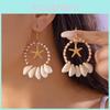 Bohemian Shell Earrings With Geometric Starfish Pendant For Women Summer Casual Wear