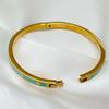 Elegant Enamel Gold-Tone Heart Bangle with Hidden Clasp
