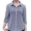 Fashion Loose All-match Striped Printed Shirt Summer Women's Clothing New 3/4 Sleeve Casual Turn-down Collar Buttons Blouses