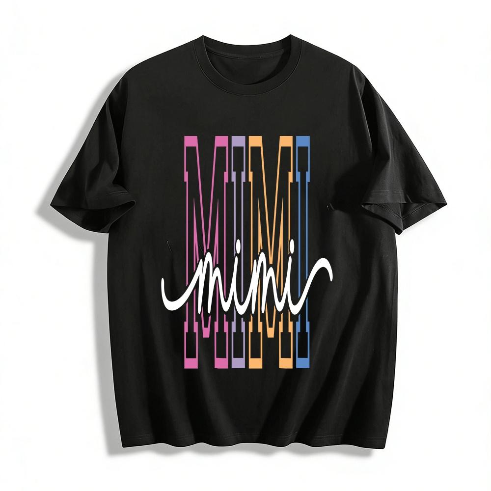 Mimi Gradient Letter Print Casual Short Sleeve T-Shirt Pure cotton T-shirt XXS