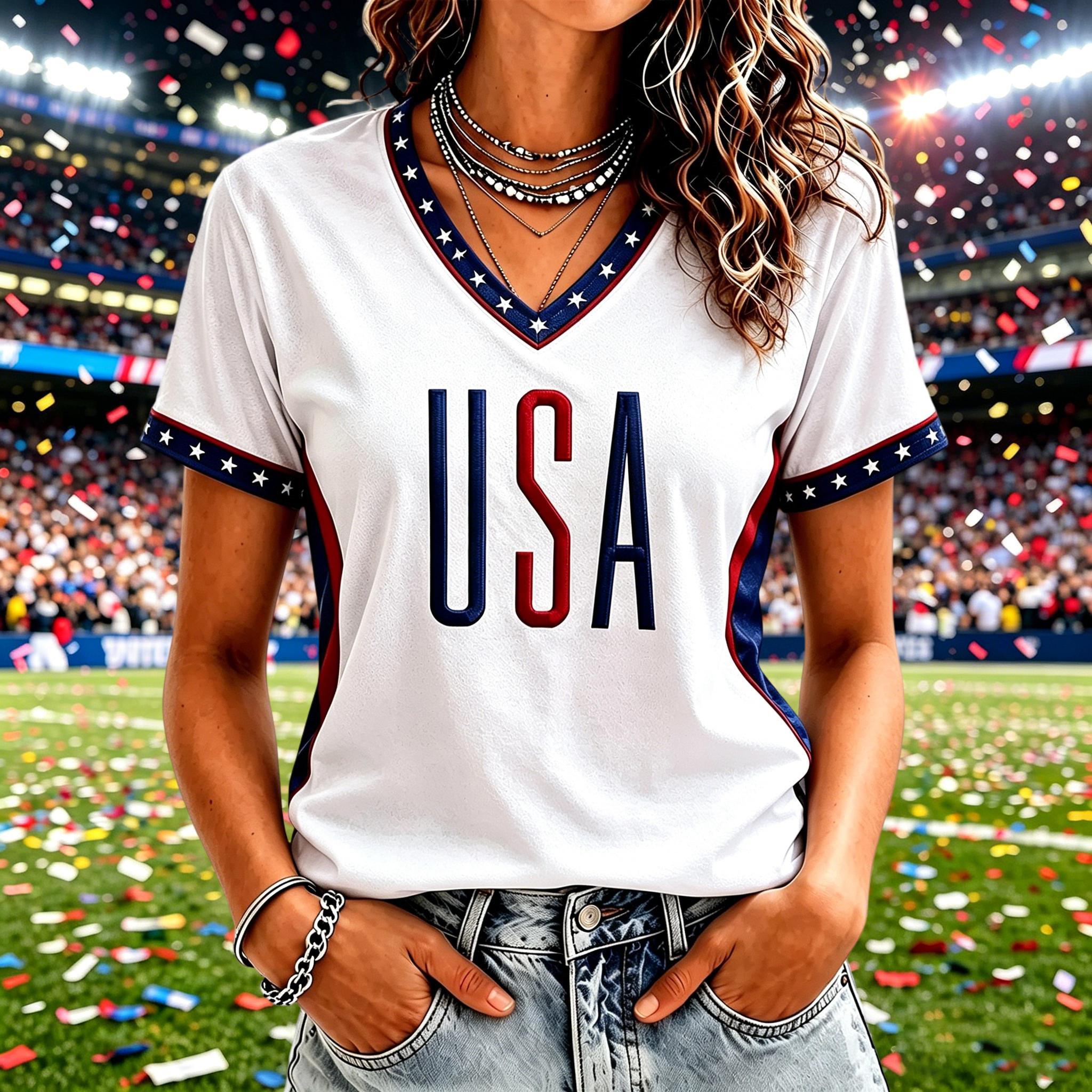Women s Fashion Print V-Neck Long Sleeve Pullover Top L