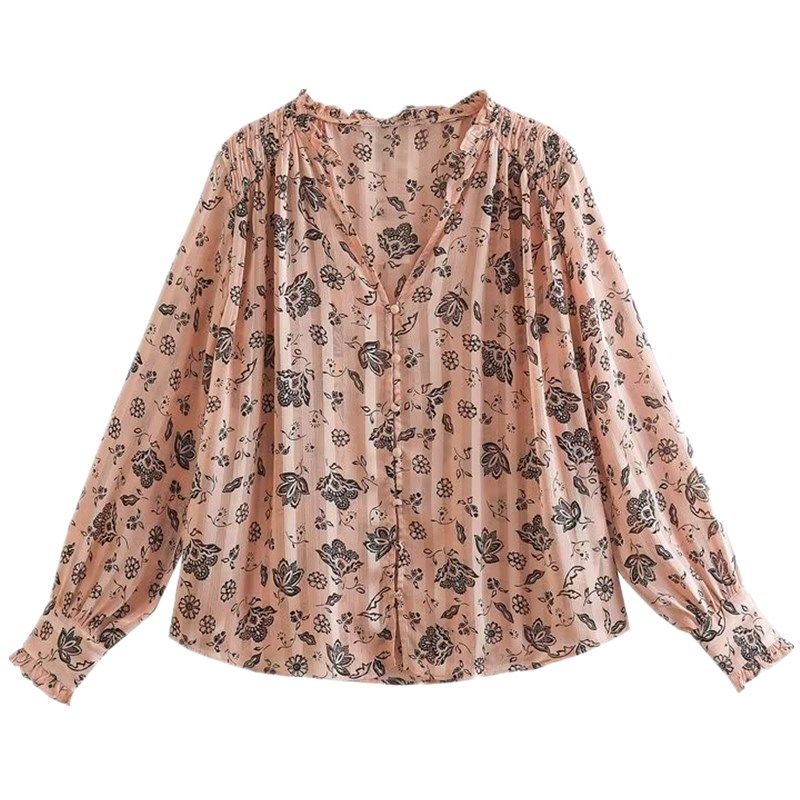 Fashion Style Fall and Winter New Fashion Women's Fashion Clothing Long Sleeves Loose Easiest for Match Flower Print Shirt 9063751 942