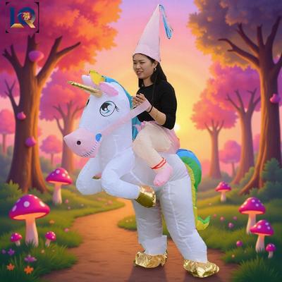 Buntes aufblasbares Einhornkostüm für Weihnachtsfeiern und Bühnenauftritte