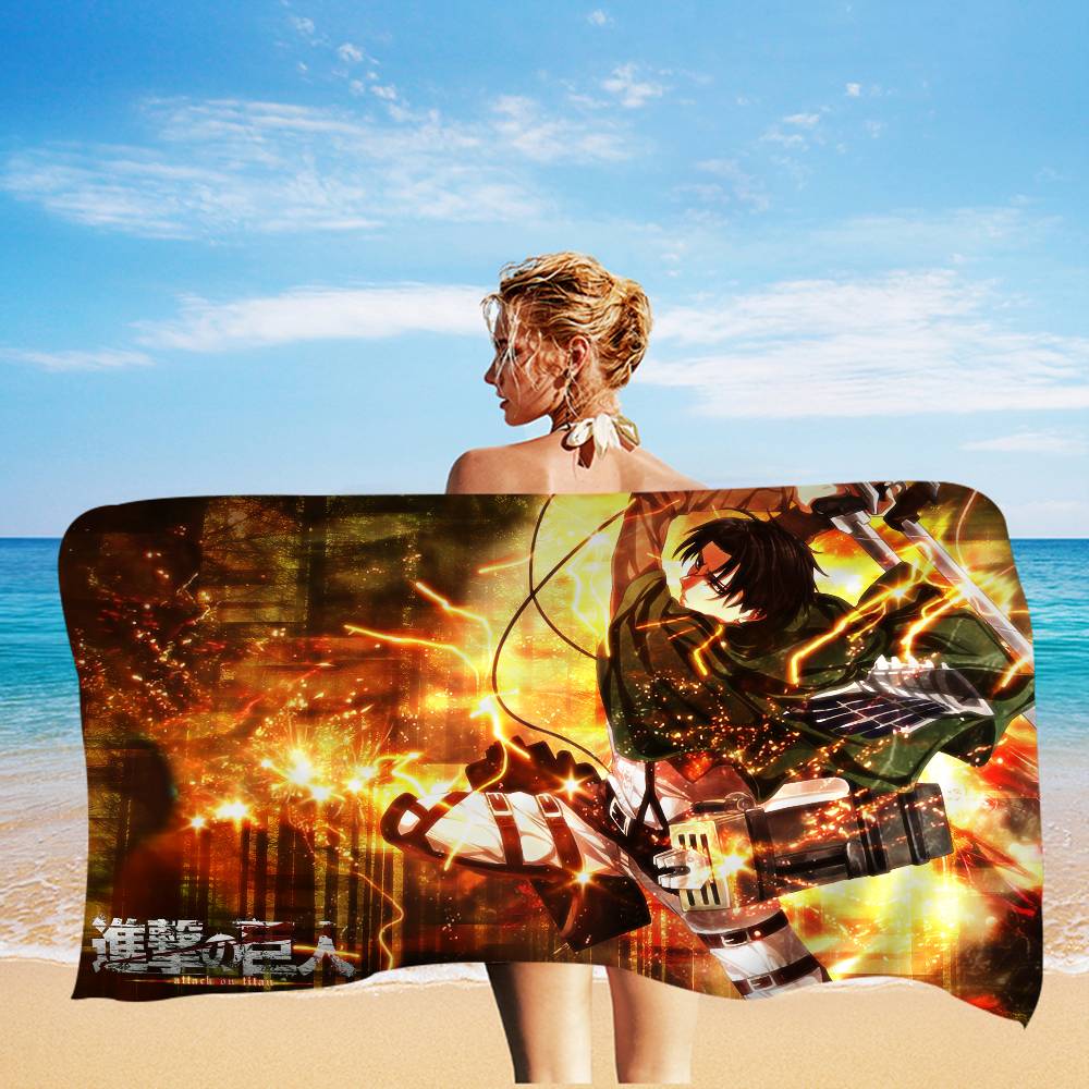1pc Classic A-Attack O-On T-Titan Microfiber Beach Towel Absorbent Quick Dry Soft Yoga Swimming Resort Mountain Climbing Towel