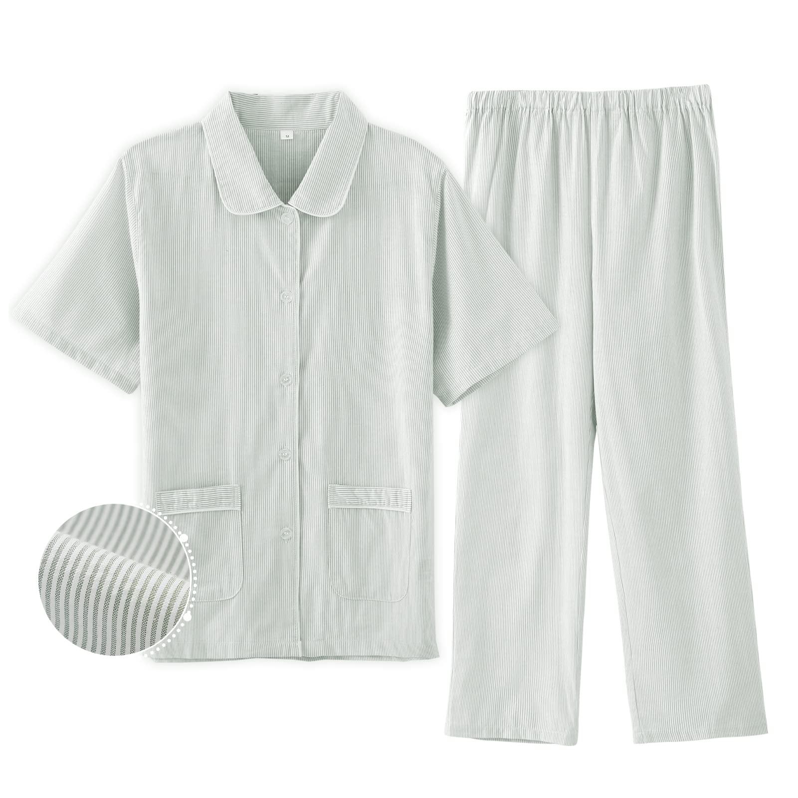 

Summer Short Sweat Gentle on the Hospital Top and Bottom Set [Poweforest] Women s Pajamas, 100% Cotton, Sleeve, Soccer, Absorbent, Breathable, Skin,