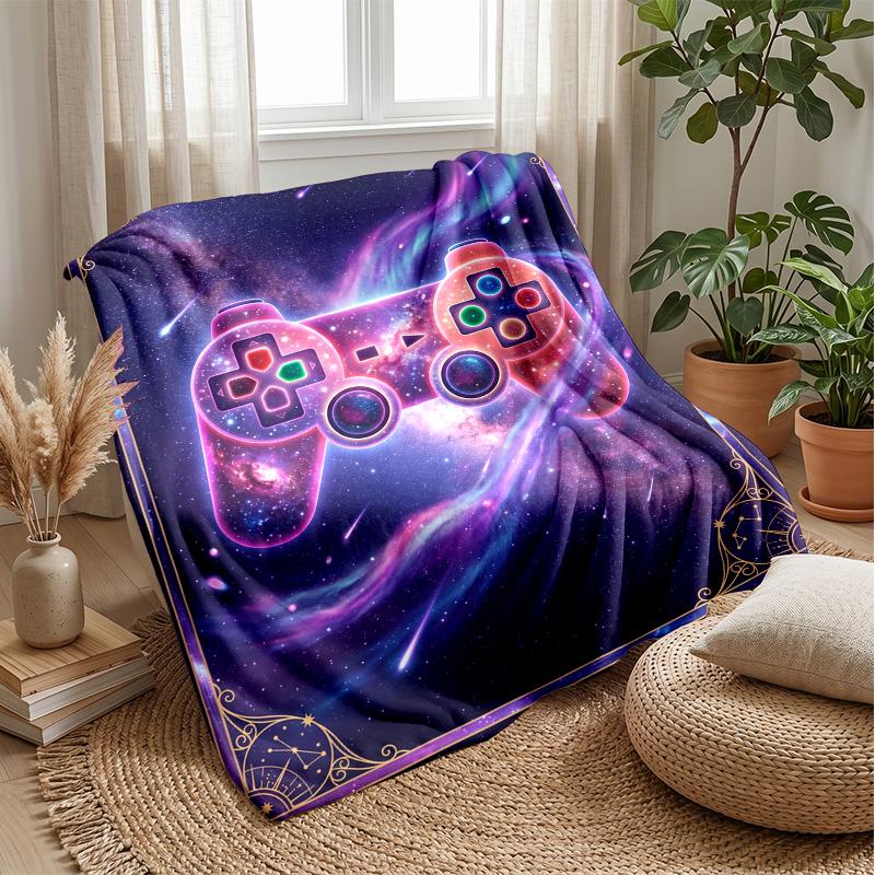 Cosmic Gamepad Art blanket Personalized Name Flannel Blanket Soft Cozy Plush Throw for Sofa Bed Lightweight Home Decor