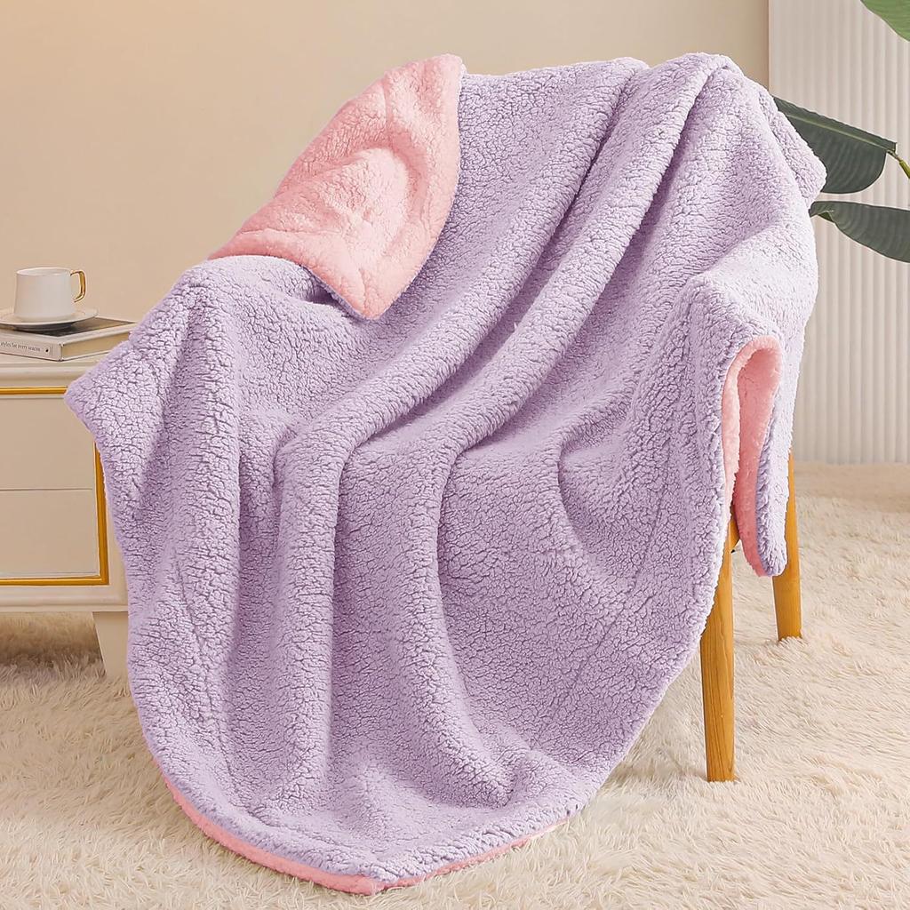 Double-Layer 100% Polyester Eco-Friendly Luxury Lamb Flannel Sherpa Blanket Winter Solid Color Thick Knitted Quilt