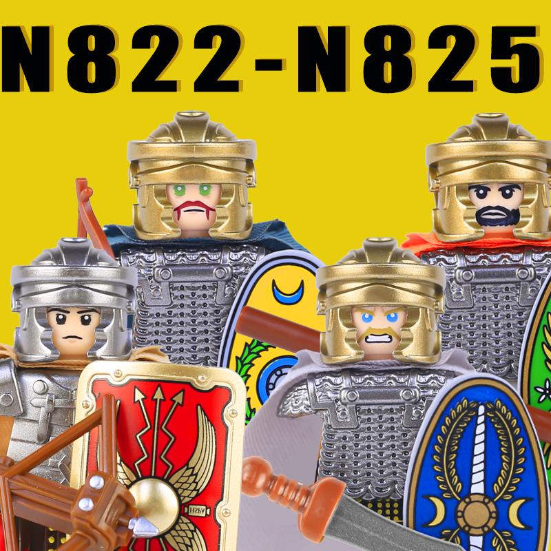 Medieval Military Rome Knights Building Blocks Castle Army Warrior Soldier Figures Crossbowman Shield Sword Legion Bricks Toys