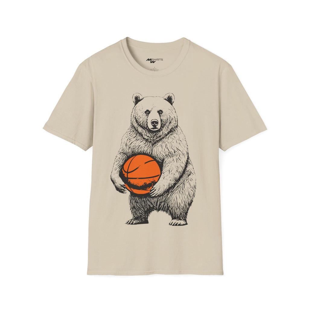 Basketball Bear/ Vintage-Style T-Shirt/ Unisex Softstyle T-Shirt