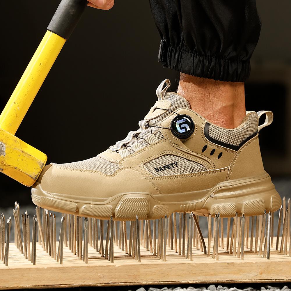 New Rotating Button Men Boots Anti-smash Anti Puncture Safety Shoes Men Work Boots Steel Toe Shoes Security Indestructible Shoes