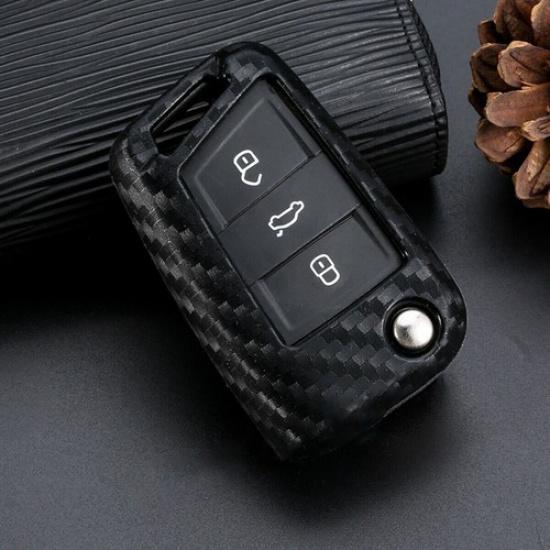 Carbon Fiber Key Cover Key Cover For VW E-Golf Passat Touran Skoda SEAT