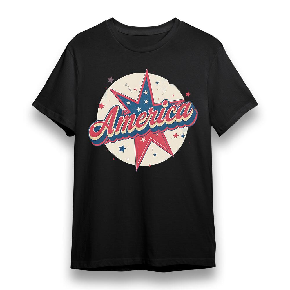 Мужская футболка с винтажным патриотическим принтом Черная Хлопковая Хлопковая Футболка США 3XL
