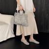 Krazing Pot Air Mesh Sheep Skin Flat with Crystal Beading Round Toe Jelly Shoes Party Summer Size 42 Women Flats